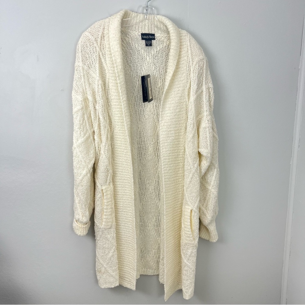 Vintage NWT Women's Ivory Long Chunky Textured Cardigan